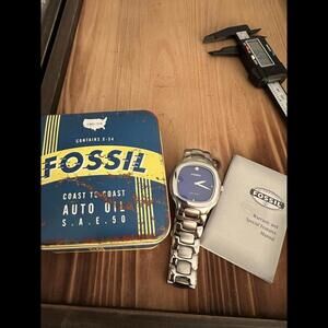 Fossil Arkitekt Fs2998 Blue Dial New Battery Stainless Steel